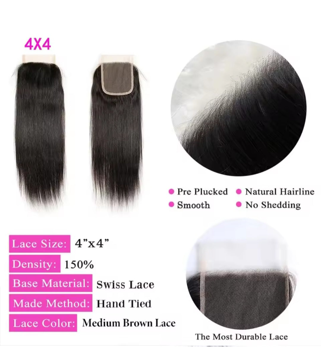 3 bundles with 4×4 closure 20-inch
