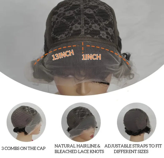 Lace 13x1 wigs curly human 6-inch